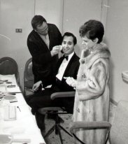 Rita and Neil Sedaka during make up.